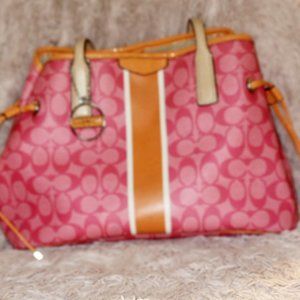 Coach Signature Stripe Drawstring Carryall